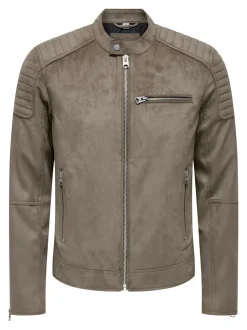 Only and Sons Miesten Takki, GUS FAUX LEATHER Keskiruskea