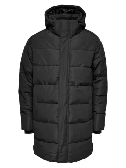 Only and Sons Miesten Talvitakki Carl Long Quilted Coat Musta