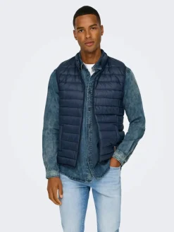 Only and Sons miesten toppaliivi, GAVIN LIFE LIGHT QUILTED ZIP VEST OTW Tummansininen