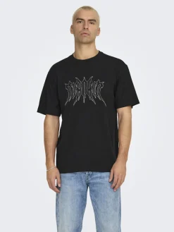 Only and Sons miesten t-paita, RHINESTONE RLX SS TEE Musta