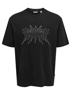 Only and Sons miesten t-paita, RHINESTONE RLX SS TEE Musta