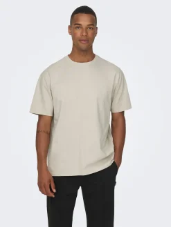 Only and Sons, Miesten T-Paita, Onsfred Rls Ss Tee Noos Beige
