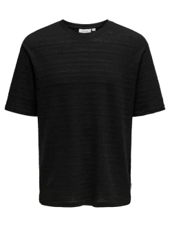 Only and Sons miesten t-paita, GIVO REG 12 SS CREW KNIT Black