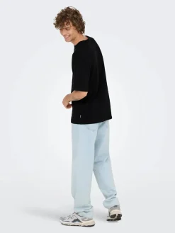 Only and Sons miesten t-paita, GIVO REG 12 SS CREW KNIT Black