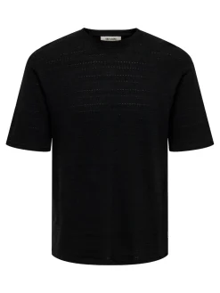 Only and Sons miesten t-paita, GIVO REG 12 SS CREW KNIT Black