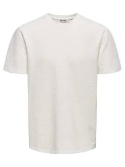 Only and Sons miesten t-paita, K KIAN REG SEERSUCKER SS TEE Cloud Dancer