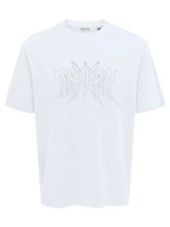Only and Sons miesten t-paita, RHINESTONE RLX SS TEE Valkoinen