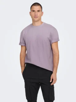 Only and Sons, Miesten T-Paita, Onsfred Rls Ss Tee Noos Liila