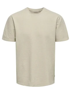 Only and Sons miesten t-paita, K KIAN REG SEERSUCKER SS TEE Silver Lining