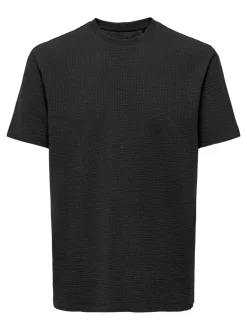 Only and Sons miesten t-paita, K KIAN REG SEERSUCKER SS TEE Black