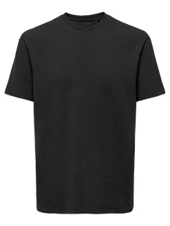 Only and Sons miesten t-paita, K KIAN REG SEERSUCKER SS TEE Black