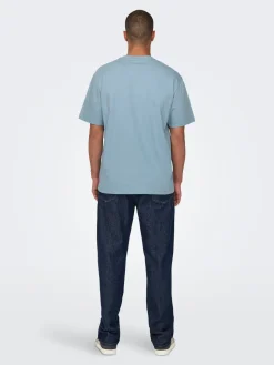 Only and Sons, Miesten T-Paita, Onsfred Rls Ss Tee Noos Vaaleansininen