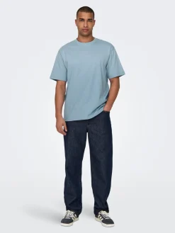 Only and Sons, Miesten T-Paita, Onsfred Rls Ss Tee Noos Vaaleansininen