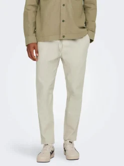 Only and Sons pellavahousut, LINUS CROP Beige