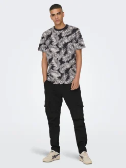 Only and Sons t-paita, PERRY REG LEAF Tummansininen