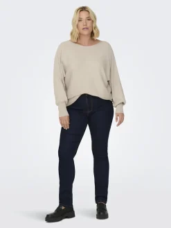 Only Carmakoma naisten neule, CARNEW ADALINE L/S PULLOVER KNT Luonnonvalkoinen