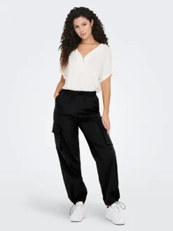 Only housut, ONLCASHI CARGO PANT WVN Musta