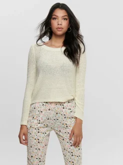 Only Naisten Neule, Geena Xo L/S Pullover Luonnonvalkoinen