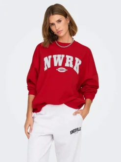 Only Naisten Collegepusero, ONLDEBORAH L/S CLUB O-NECK Punainen