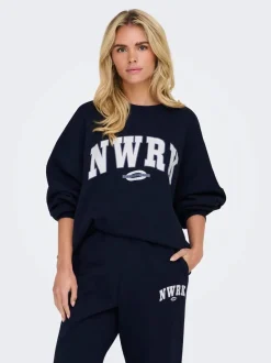 Only Naisten Collegepusero, ONLDEBORAH L/S CLUB O-NECK Tummansininen