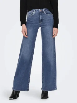 Only naisten farkut, ONLMADISON BLUSH WIDE DOT372 Indigo