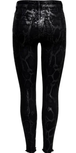 Only Naisten Housut, Blush Mid Raw Snakedenim Musta Kuosi