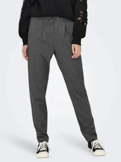 Only Naisten Housut, ONLPOPTRASH-ELISE EASY MELANGE PANT NOOS Harmaa Kuosi