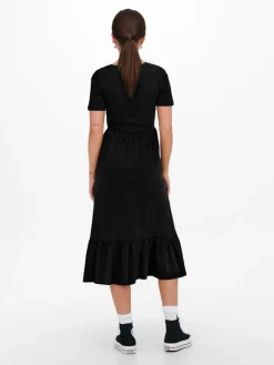 Only naisten mekko, ONLMAY LIFE S/S PEPLUM CALF DRESS JRS Musta