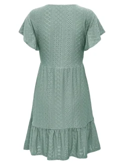Only naisten mekko, ONLSANDRA S/S V-NECK DRESS Mintunvihreä