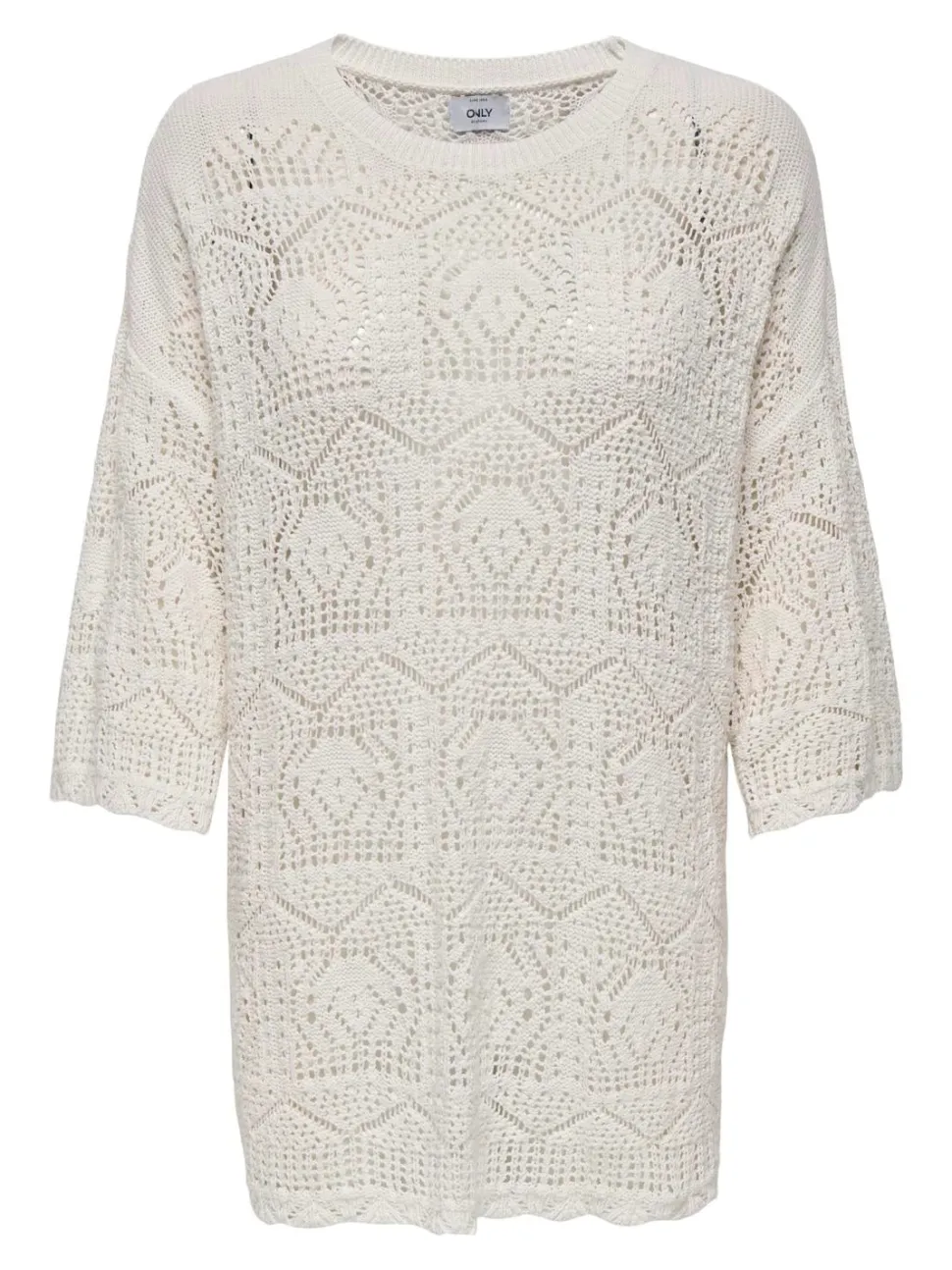 Only naisten neulepusero, ONLBEA LIFE 3/4 LOOSE O-NECK NCA KNT Luonnonvalkoinen