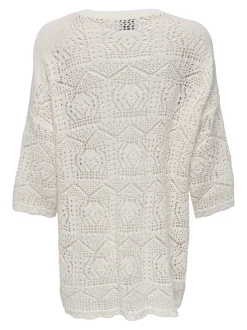 Only naisten neulepusero, ONLBEA LIFE 3/4 LOOSE O-NECK NCA KNT Luonnonvalkoinen