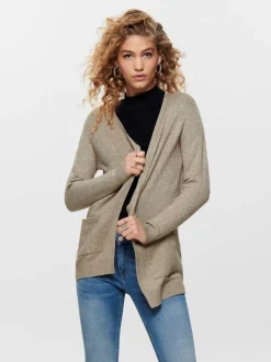 Only Naisten Neuletakki, Lesly Ls Open Cardigan Vaalea Beige