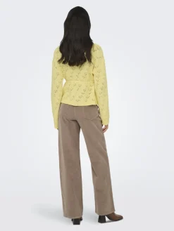 Only naisten neuletakki ONLELKE LIFE LS CARDIGAN CC KNT, keltainen