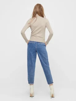 Only Naisten Pooloneule ONLVENICE LS ROLL PULLOVER Luonnonvalkoinen