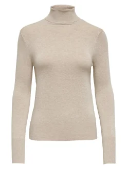 Only Naisten Pooloneule ONLVENICE LS ROLL PULLOVER Luonnonvalkoinen
