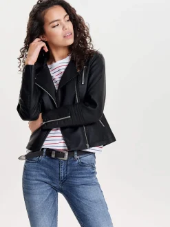 Only Naisten Takki, Gemma Faux Leather Musta