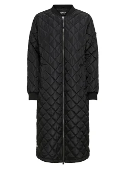 Only Naisten Tikkitakki ONLJESSICA X-LONG QUILTED COAT NOOS Musta