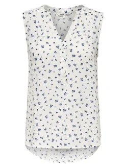 Only naisten toppi, ONLJETTE AOP LIFE S/L TOP WVN Valkopohjainen Kuosi