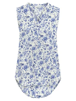 Only naisten toppi, ONLJETTE AOP LIFE S/L TOP WVN Sininen Kuosi