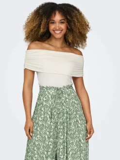 Only naisten toppi,ONLLIVELOVE S/L OFF SHOULDER TOP Luonnonvalkoinen