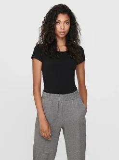 Only t-paita, ONLLIVE LOVE SS O-NECK TOP Musta