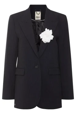 Philosophy Blues Original Naisten Raidallinen Bleiseri, MONLA BROOCH BLAZER Raidallinen Harmaa