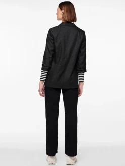 Pieces naisten bleiseri PCBOSELLA 3/4 GLITTER BLAZER NOOS, Black silver