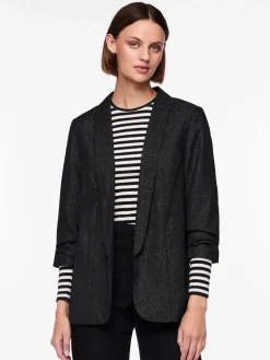 Pieces naisten bleiseri PCBOSELLA 3/4 GLITTER BLAZER NOOS, Black silver