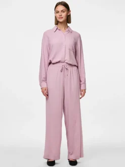 Pieces naisten housut, PCPIA HW WIDE PANTS Dawn Pink