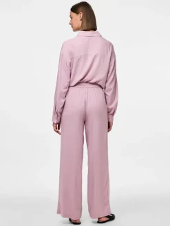 Pieces naisten housut, PCPIA HW WIDE PANTS Dawn Pink