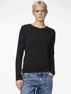 Pieces, Naisten Paita, Sirene LS Tee Black