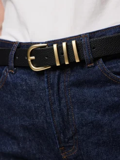 Pieces naisten vyö, PCLEA JEANS BELT Black Black W/Gold