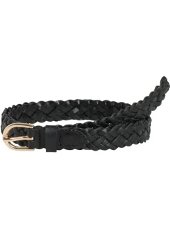 Pieces yvö, PCAVERY LEATHER BRAIDED SLIM BELT Black