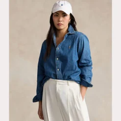 Polo Ralph Lauren farkkupaita, LS CRLTE ST-LONG SLEEVE-BUTTON FRONT SHI Indigo